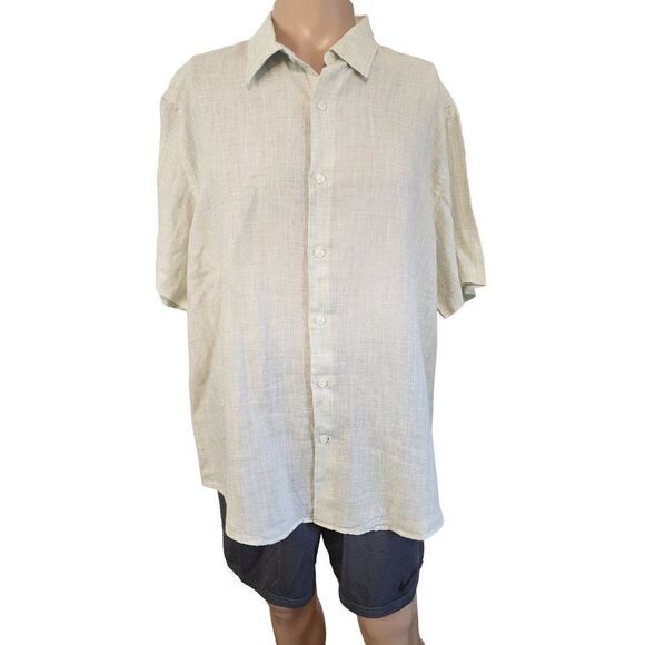 Perry Ellis Mint Green XXL Linen Button Down Shirt - Picture 1 of 6